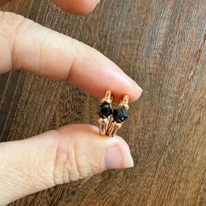 Kendra Scott rose gold black onyx Huggies hoops